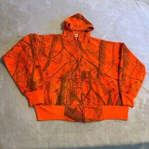 Vintage Realtree Jacket Men 2XL Orange Camo Hooded Hunting Hardwoods Hoodie